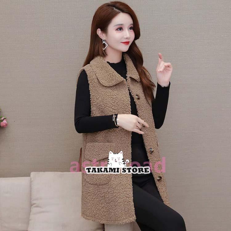 ボアベスト ロング レディース ボアコート ステンカラーコート もこもこ ふわふわ ボア ロングベスト ロングコート ノースリーブ 冬 秋 アウター - 画像 (4)