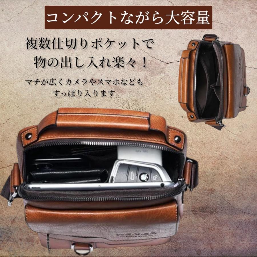 ショルダーバッグ メンズ レディース 革 サコッシュ 小さめ ミニ 大きめ レザー ビジネスバッグ 鞄 スマホショルダー 肩掛け 30代 40代 50代 おしゃれ 高級 旅行 - 画像 (4)