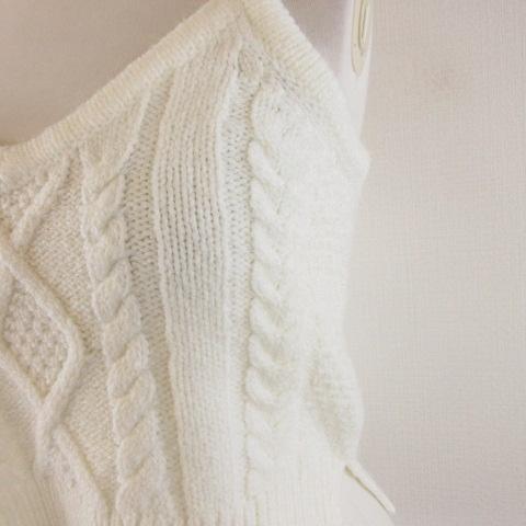 GLOBAL WORK グローバルワーク ケーブルニットキャミソール ショート丈 オフホワイト 白 F *A716 レディース - 画像 (3)