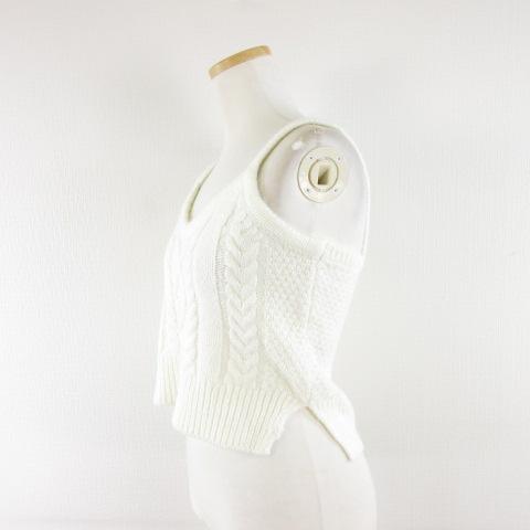 GLOBAL WORK グローバルワーク ケーブルニットキャミソール ショート丈 オフホワイト 白 F *A716 レディース - 画像 (4)