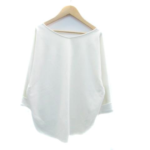 フリークスストア FREAKS STORE ブラウス カットソー Vネック 七分袖 ロールアップ 無地 オーバーサイズ F オフホワイト /HO23 レディース