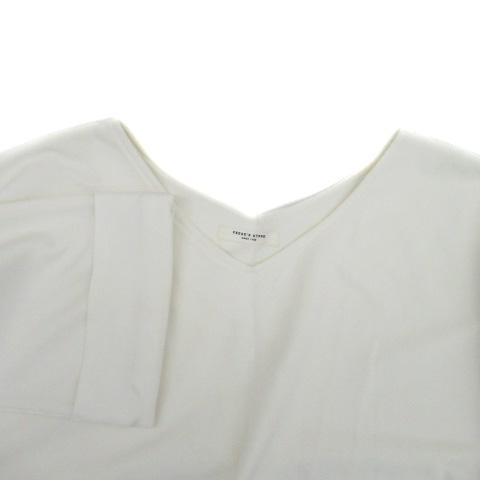 フリークスストア FREAKS STORE ブラウス カットソー Vネック 七分袖 ロールアップ 無地 オーバーサイズ F オフホワイト /HO23 レディース - 画像 (2)