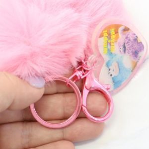 キーリング ハート型ファーキーホルダー ホイッピ＆ラッピ ピンク