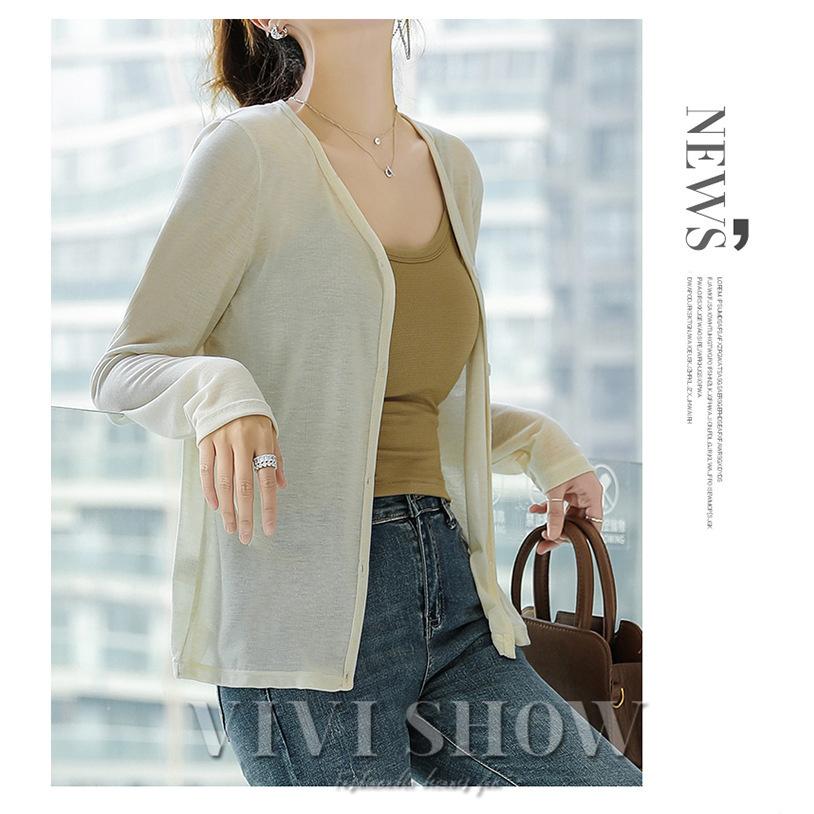 レディース トップス カーディガン シンプル ベーシック 着回し きれい 薄手 おしゃれ - 画像 (6)