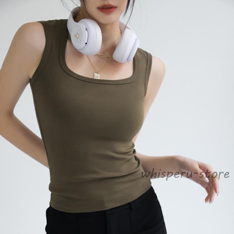 夏 レディーストップス ブラ紐隠しインナー ブラ紐も脇肉もすっかりカバー タンクトップ 美デコルテ 無地 レイヤード ブラ紐隠せる タンク キャミソ