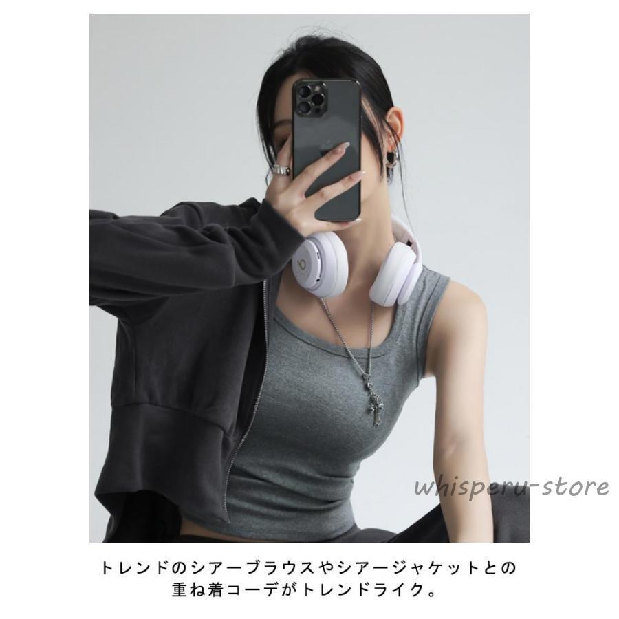 夏 レディーストップス ブラ紐隠しインナー ブラ紐も脇肉もすっかりカバー タンクトップ 美デコルテ 無地 レイヤード ブラ紐隠せる タンク キャミソ - 画像 (7)