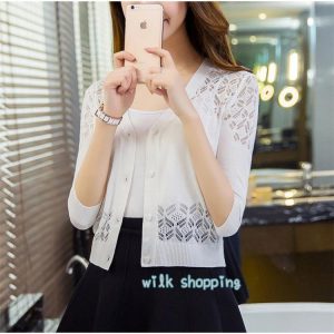 サマーカーディガン レディース 春 夏 羽織 羽織り 羽織もの 透ける サマーニット ショート丈 体型カバー ボレロ ニット トップス