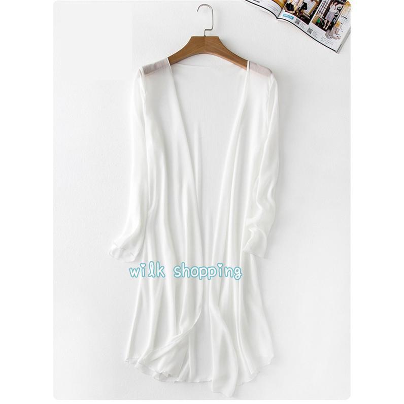 サマーカーディガン レディース シフォン 透け感 ロング丈 涼感 薄手 UVカット 冷房対策 無地 シンプル ひんやり 涼しい 春夏 トップス 長袖 - 画像 (9)