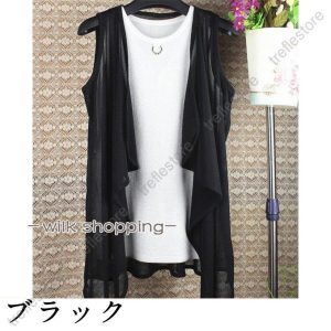 ジレベスト レディース カーディガン 薄手 ジレ ノースリーブ ライトアウター 洋服 カジュアル 夏 着痩せ 前開き