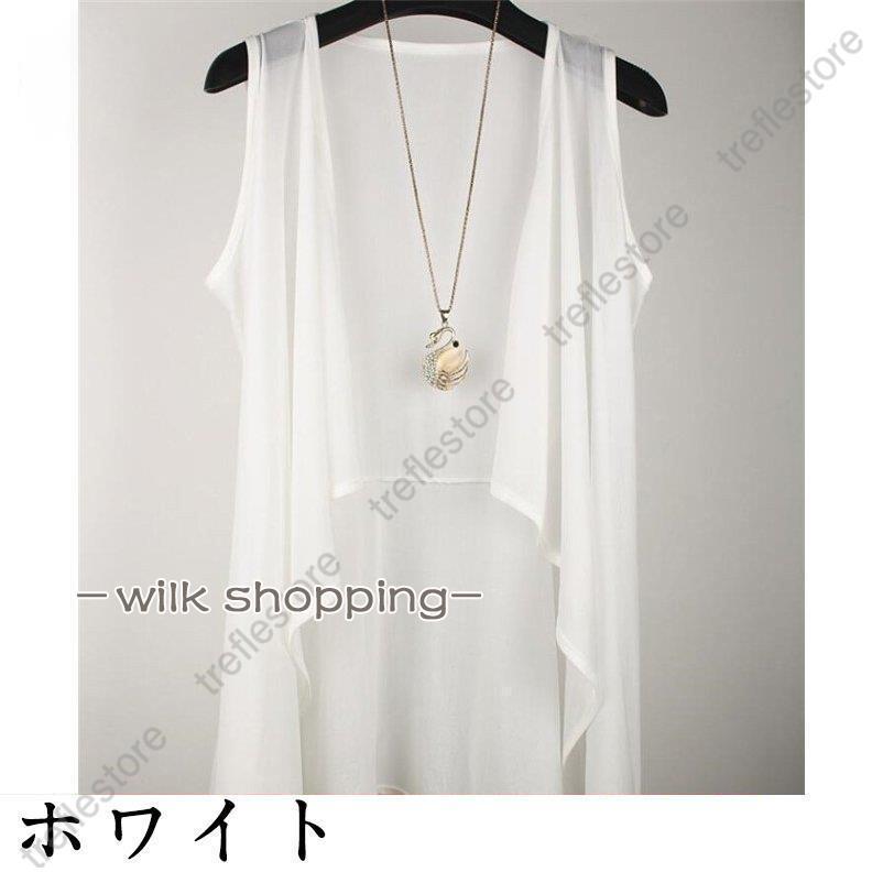 ジレベスト レディース カーディガン 薄手 ジレ ノースリーブ ライトアウター 洋服 カジュアル 夏 着痩せ 前開き - 画像 (2)