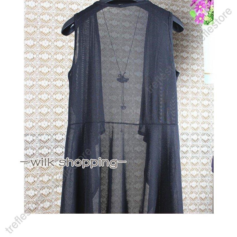 ジレベスト レディース カーディガン 薄手 ジレ ノースリーブ ライトアウター 洋服 カジュアル 夏 着痩せ 前開き - 画像 (3)