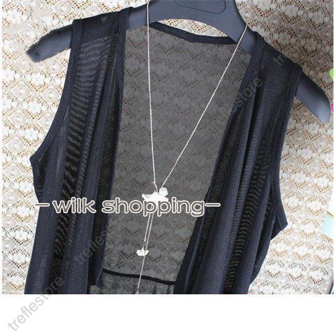 ジレベスト レディース カーディガン 薄手 ジレ ノースリーブ ライトアウター 洋服 カジュアル 夏 着痩せ 前開き - 画像 (4)