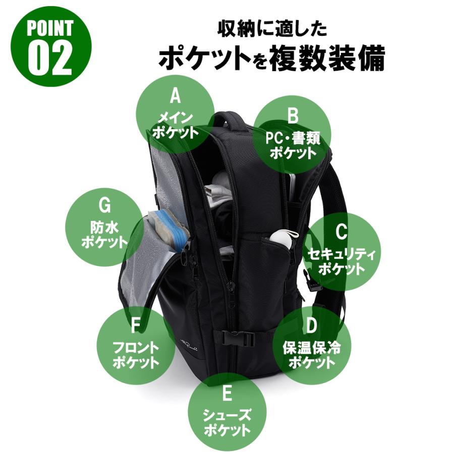 withBambi リュック メンズ レディース おしゃれ 大容量 ビジネスリュック 軽量 通勤 通学 出張用 営業バッグ リュックサック バックパック シンプル 黒 40L 多機能 爆買 - 画像 (6)