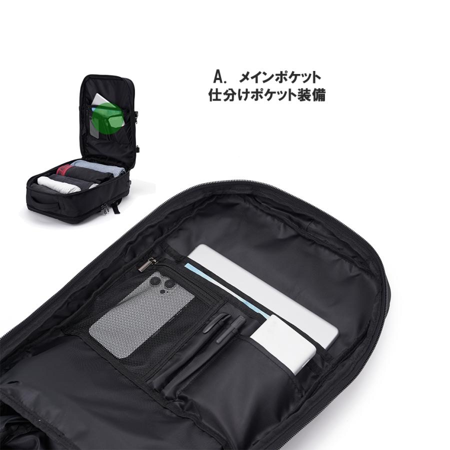 withBambi リュック メンズ レディース おしゃれ 大容量 ビジネスリュック 軽量 通勤 通学 出張用 営業バッグ リュックサック バックパック シンプル 黒 40L 多機能 爆買 - 画像 (8)