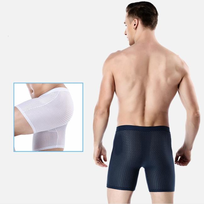 ボクサーパンツ メンズ 3枚組 メッシュ ロング パンツ シームレス ブリーフ 下着 インナー クール ドライ 吸汗 速乾 - 画像 (4)