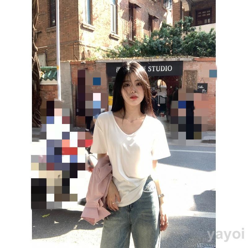 カットソー レディース 春 春服 トップス Tシャツ プルオーバー ブラウス 半袖 クルーネック 綿 汗染み防止 夏 - 画像 (3)