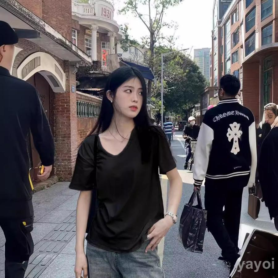 カットソー レディース 春 春服 トップス Tシャツ プルオーバー ブラウス 半袖 クルーネック 綿 汗染み防止 夏 - 画像 (4)