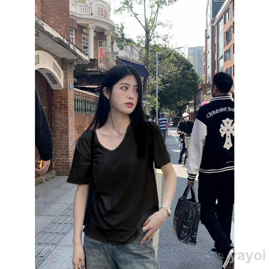 カットソー レディース 春 春服 トップス Tシャツ プルオーバー ブラウス 半袖 クルーネック 綿 汗染み防止 夏 - 画像 (9)