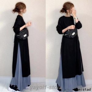 レディース ワンピース 春 秋 長袖 ロングワンピース セットアップ マキシ丈 秋冬 通勤着 秋服 ゆったり 体型カバー