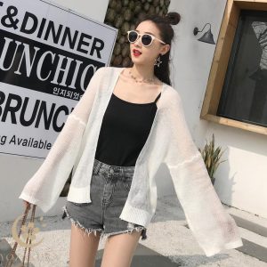 ニットカーディガン レディース ボレロ 薄手 透け感あり 春 秋 長袖 ショート丈 日焼け止め 透け感デザイン ゆったりデザイン 夏にも着れる おしゃれデザイン