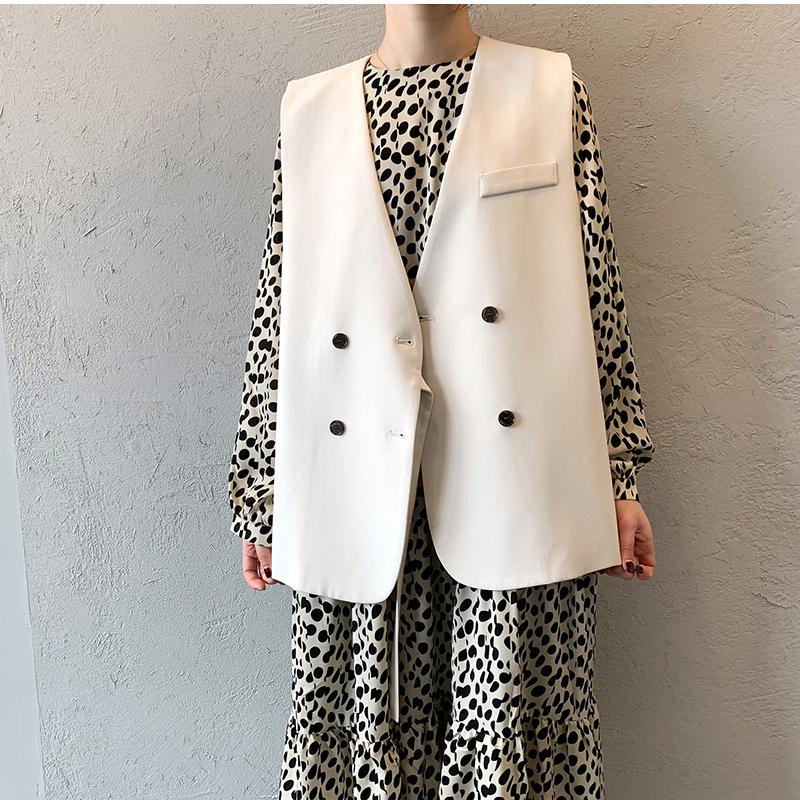 ホームアイホーム ベスト トップス カジュアル ナチュラル シンプル ブラック 大人 ジレ 体型カバー Vネック ノースリーブ 羽織り 通勤 オフィス きれいめ - 画像 (8)